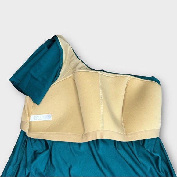 Cacique Swim Lightly Lined No-Wire Relaxed One-Shoulder Ruffle Tankini Top 16 - Picture 9 of 12